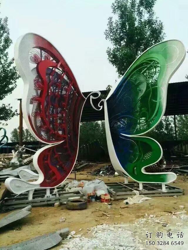 蝴蝶雕塑 變色造型 不銹鋼變色蝴蝶雕塑廠家