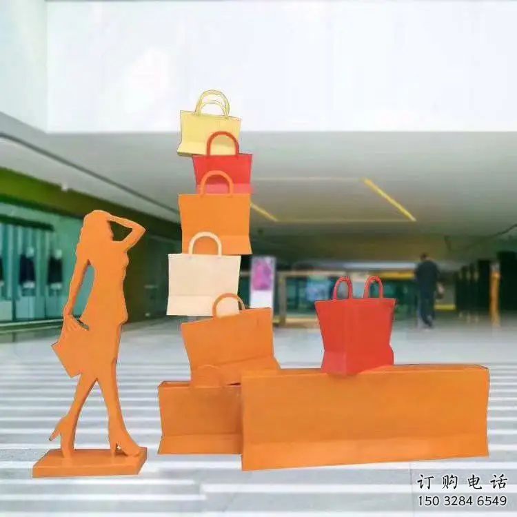 購(gòu)物人雕塑 剪影不銹鋼購(gòu)物人雕塑