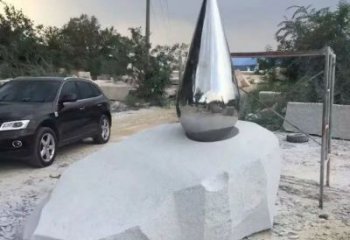水珠雕塑 鏡面落地擺件 不銹鋼鏡面水珠雕塑