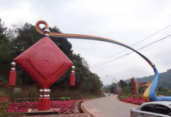 中國結(jié)雕塑 街道景觀雕塑 大型彩繪中國結(jié)雕塑廠家