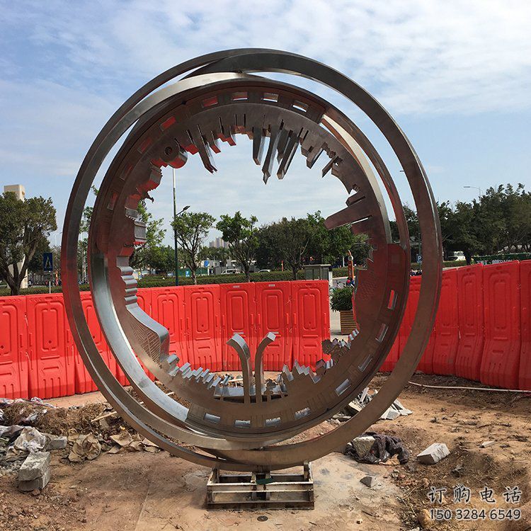 圓環(huán)雕塑  街道異形小品 抽象不銹鋼圓環(huán)雕塑廠家