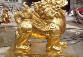 獨角獸雕塑 中式鍍金小品 賓館獨角獸雕塑廠家