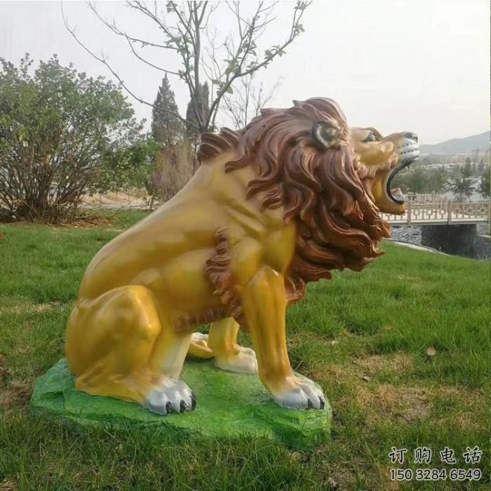 園林獅子雕塑廠家 大型草地擺件 街道仿真獅子雕塑