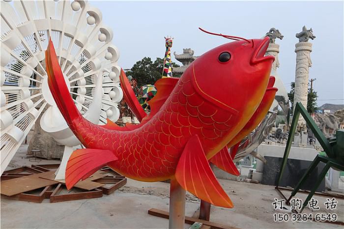 公園魚兒雕塑廠家 中式彩繪小品 風景區仿真魚兒雕塑