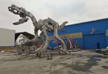 鏤空恐龍雕塑廠家 現代抽象擺件 廣場切面恐龍雕塑