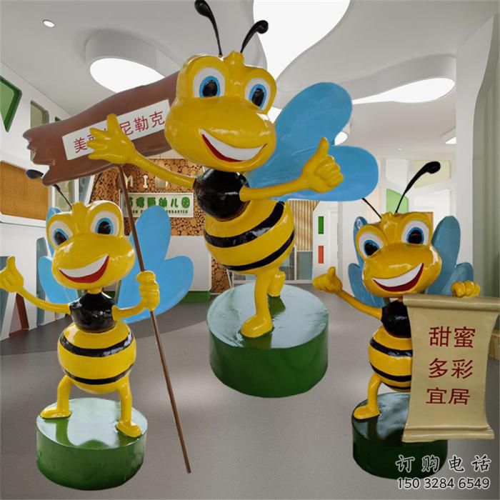 步行街蜜蜂雕塑廠家 創意烤漆擺件 草地彩繪蜜蜂雕塑