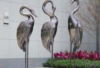 仿真丹頂鶴雕塑廠家 大型創(chuàng)意擺件 公園現(xiàn)代丹頂鶴雕塑