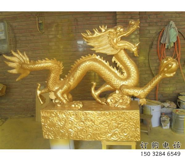 烤漆臥龍雕塑廠家 戶外賓館擺件 現代大型臥龍雕塑