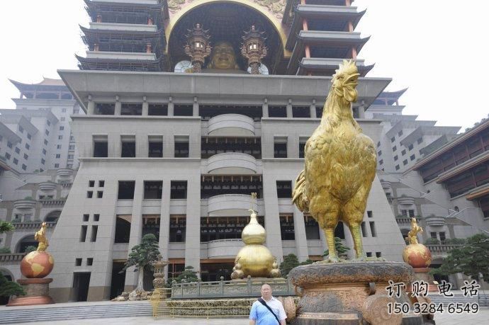 街道金雞雕塑廠家 創意小品 戶外鍍金金雞雕塑