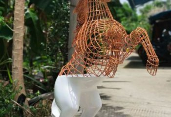 戶外花片馬雕塑廠家 現代創意小品 酒店拉絲花片馬雕塑