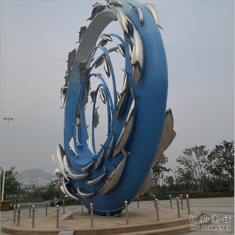 風景區魚群雕塑廠家 中式抽象擺件 現代創意魚群雕塑