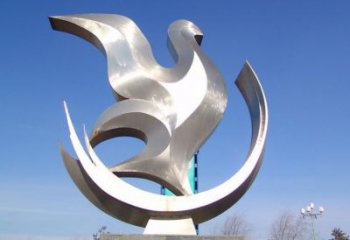 商場和平鴿雕塑廠家 中式戶外小品 抽象拉絲和平鴿雕塑