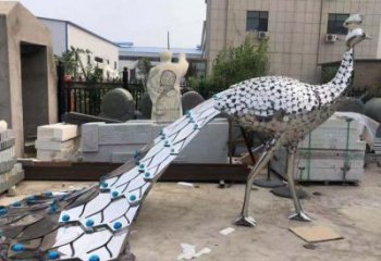 鏡面孔雀雕塑廠家 現代廣場擺件 戶外異形孔雀雕塑