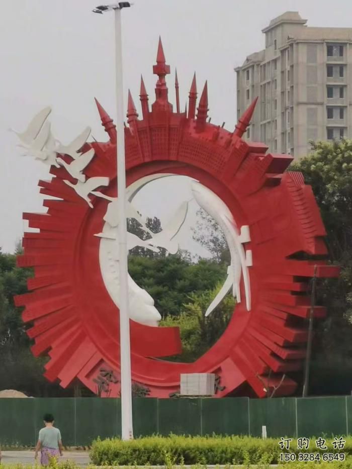 彩繪大雁雕塑廠家 卡通噴漆小品 草地切面大雁雕塑