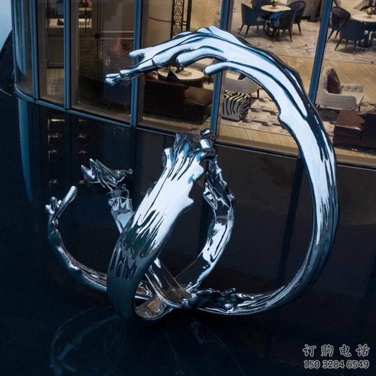 大型水浪雕塑廠家 創(chuàng)意小品 別墅區(qū)不銹鋼水浪雕塑生產(chǎn)
