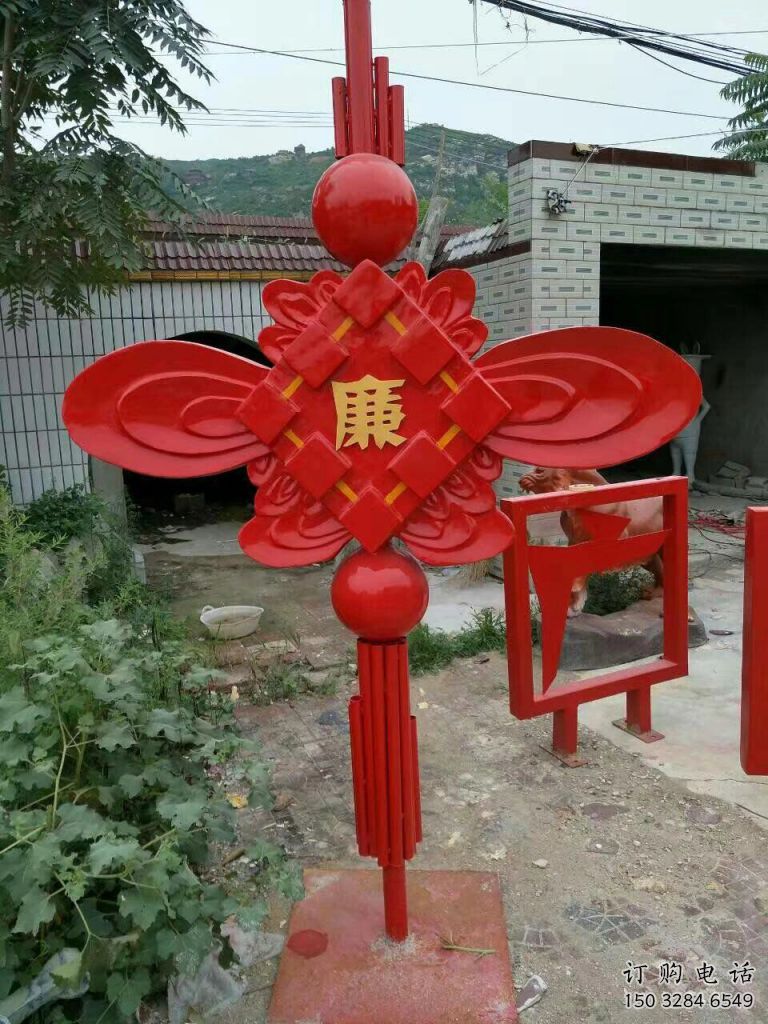 大型中國結(jié)雕塑廠家 烤漆小品 企業(yè)不銹鋼中國結(jié)雕塑生產(chǎn)
