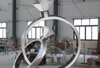 房地產戒指雕塑廠家 鏤空擺件 鍛造不銹鋼戒指雕塑