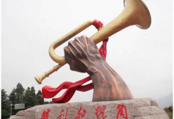 現代號角雕塑廠家 大型別墅區擺件 廣場不銹鋼號角雕塑