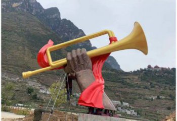 大型沖鋒號(hào)雕塑廠家 戶外小品 烤漆不銹鋼沖鋒號(hào)雕塑