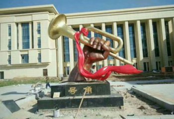 噴漆沖鋒號雕塑廠家 中式村口小品 現代不銹鋼沖鋒號雕塑