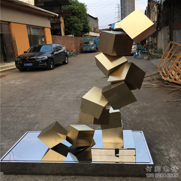 商業街方格雕塑廠家 抽象擺件 大型不銹鋼方格雕塑廠家