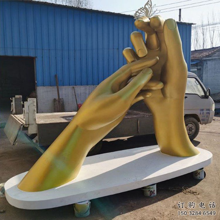 烤漆手勢(shì)雕塑廠家 創(chuàng)意小品 戶外不銹鋼手勢(shì)雕塑廠