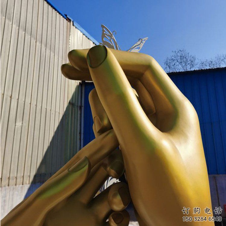 噴漆手勢雕塑廠家 中式小品 公園不銹鋼手勢雕塑廠