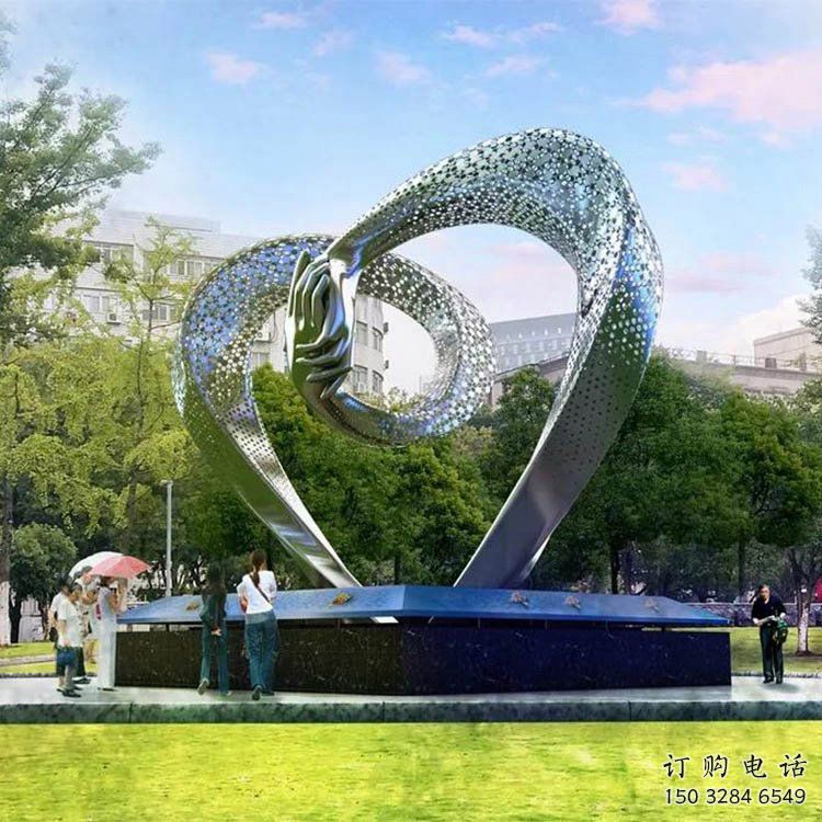 異形心心相印雕塑廠家 現(xiàn)代廣場抽象小品 