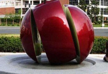 抽象金蘋果雕塑廠家 街頭小品 戶外不銹鋼金蘋果雕塑廠