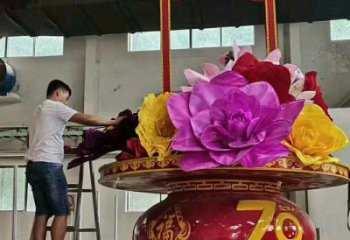 中式花籃雕塑廠家 現代小品 大型不銹鋼花籃雕塑制作
