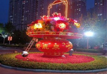 抽象花籃雕塑廠家 戶外小品 街頭不銹鋼花籃雕塑生產