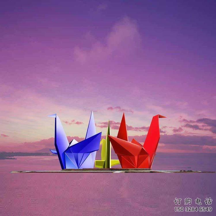 大型商場(chǎng)千紙鶴雕塑廠家 仿真擺件 烤漆不銹鋼千紙鶴雕塑生產(chǎn)