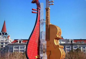 創意琵琶雕塑廠家 現代小品 公園不銹鋼琵琶雕塑廠
