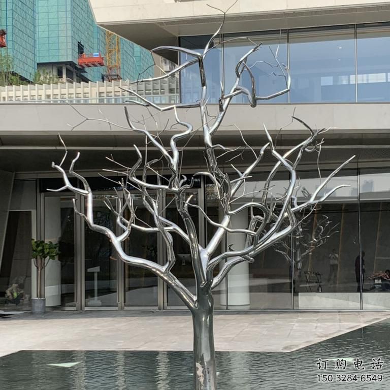 創意樹干雕塑廠家 現代酒店小品  戶外不銹鋼樹干雕塑廠