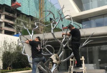 幾何枯樹枝雕塑廠家 歐式戶外小品 大門口不銹鋼枯樹枝雕塑廠