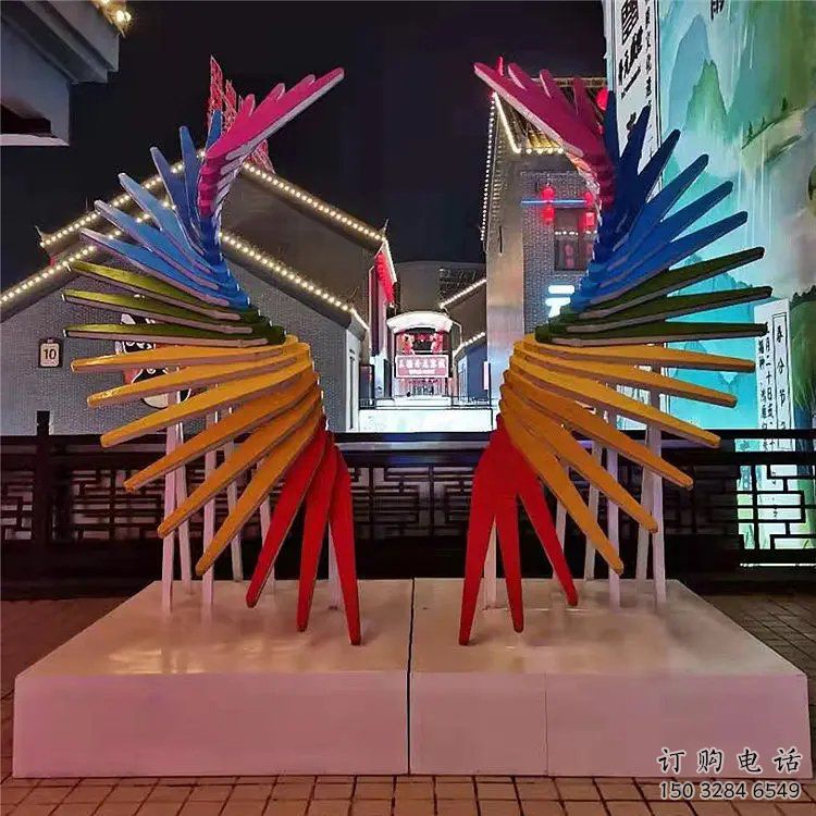 幾何鳳羽雕塑廠家 現代小品 抽象不銹鋼鳳羽雕塑報價