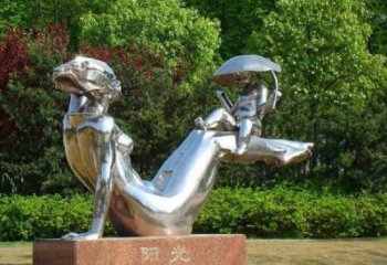 現代母子雕塑廠家 大型別墅區擺件 公園不銹鋼母子雕塑加工廠