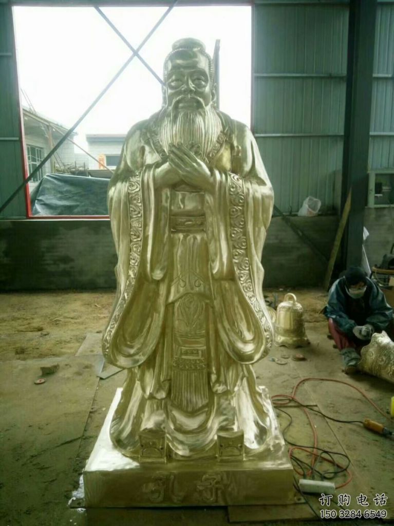 大型孔子雕塑廠家 鍛造小品  校園廣場(chǎng)孔子雕塑制作