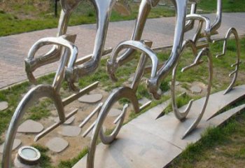 異形騎車雕塑廠家 現代公園小品  戶外不銹鋼騎車雕塑制作