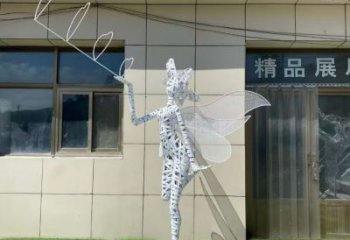 拉絲花仙子雕塑廠家 鏤空創意擺件 別墅區花仙子雕塑擺件