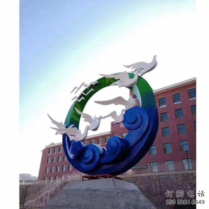 烤漆群鳥雕塑廠家  現代創意小品  公園不銹鋼群鳥雕塑擺件