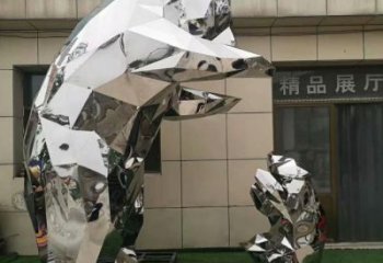鏡面北極熊雕塑廠家 大型擺件  創意北極熊雕塑廠