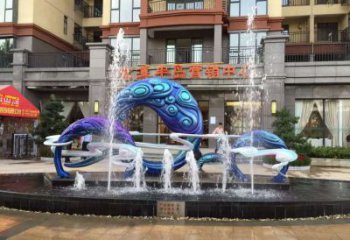 噴泉雕塑廠家，房地產樓盤水景，不銹鋼噴泉水景雕塑廠
