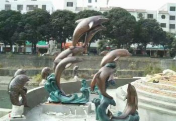 現代海豚雕塑制造商 大型城市雕塑 商業街擺件