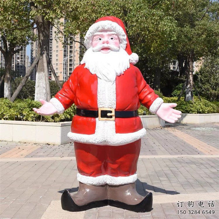 抽象圣誕老人雕塑 店門口彩繪雕塑 不銹鋼雕塑擺件