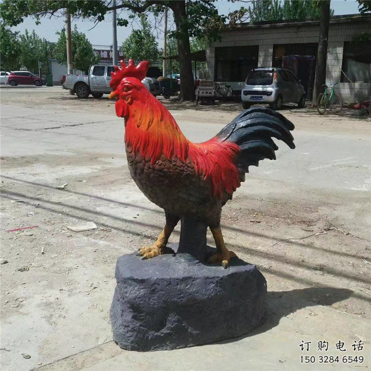 河南售樓部小雞雕塑，家禽小品，鍍銅工藝