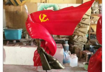 通用紅旗雕塑廠家，革命黨建雕塑，黨建擺件