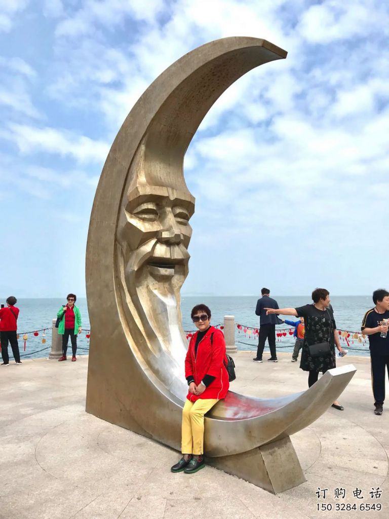 酒店月亮雕塑制造商，鍍金歐式雕塑，仿古擺件