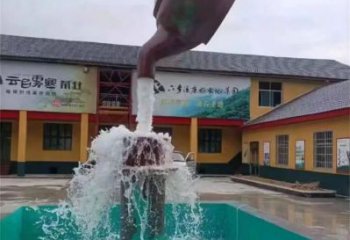 美陳天壺雕塑生產制作 異形噴水流水雕塑 酒店懸空雕塑