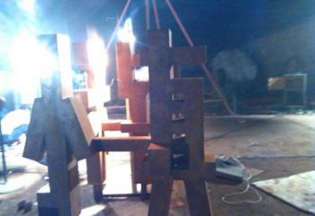 現代萬字雕塑展品，室外軟裝，展示不銹鋼萬字雕塑廠家